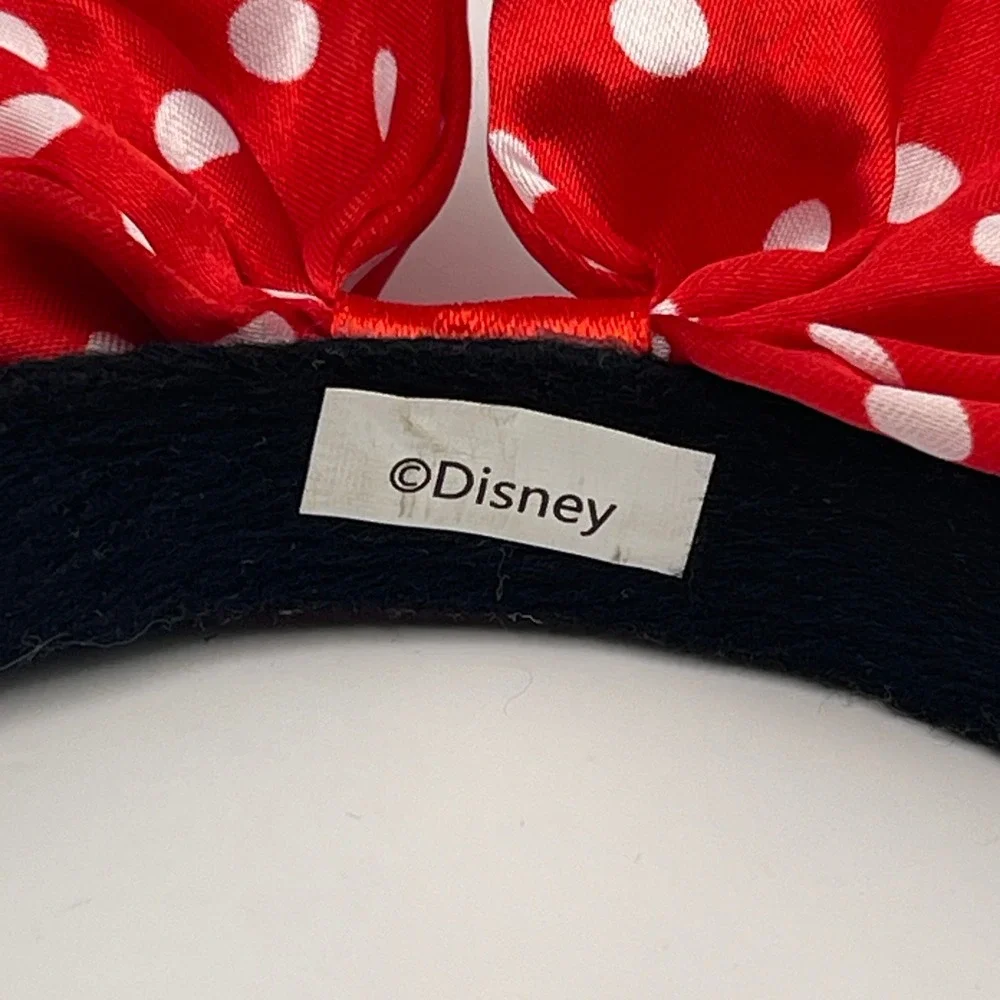 Disney Parks‎ Minnie Mouse Ears Headband Red White Polka Dot Bow Girls Felt